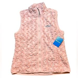 Columbia Twisp Trail Women’s Large Pink Fleece Vest Lined Full Zip